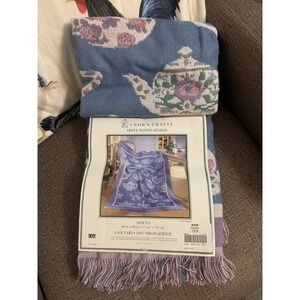 SEARS Crown craft triple woven Afghan Throw 46"x60"‎ 100% acrylic HIGH TEA